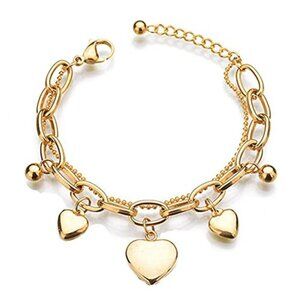 Heart Charm Bracelet Stainless Steel Love for Women Romantic Gift